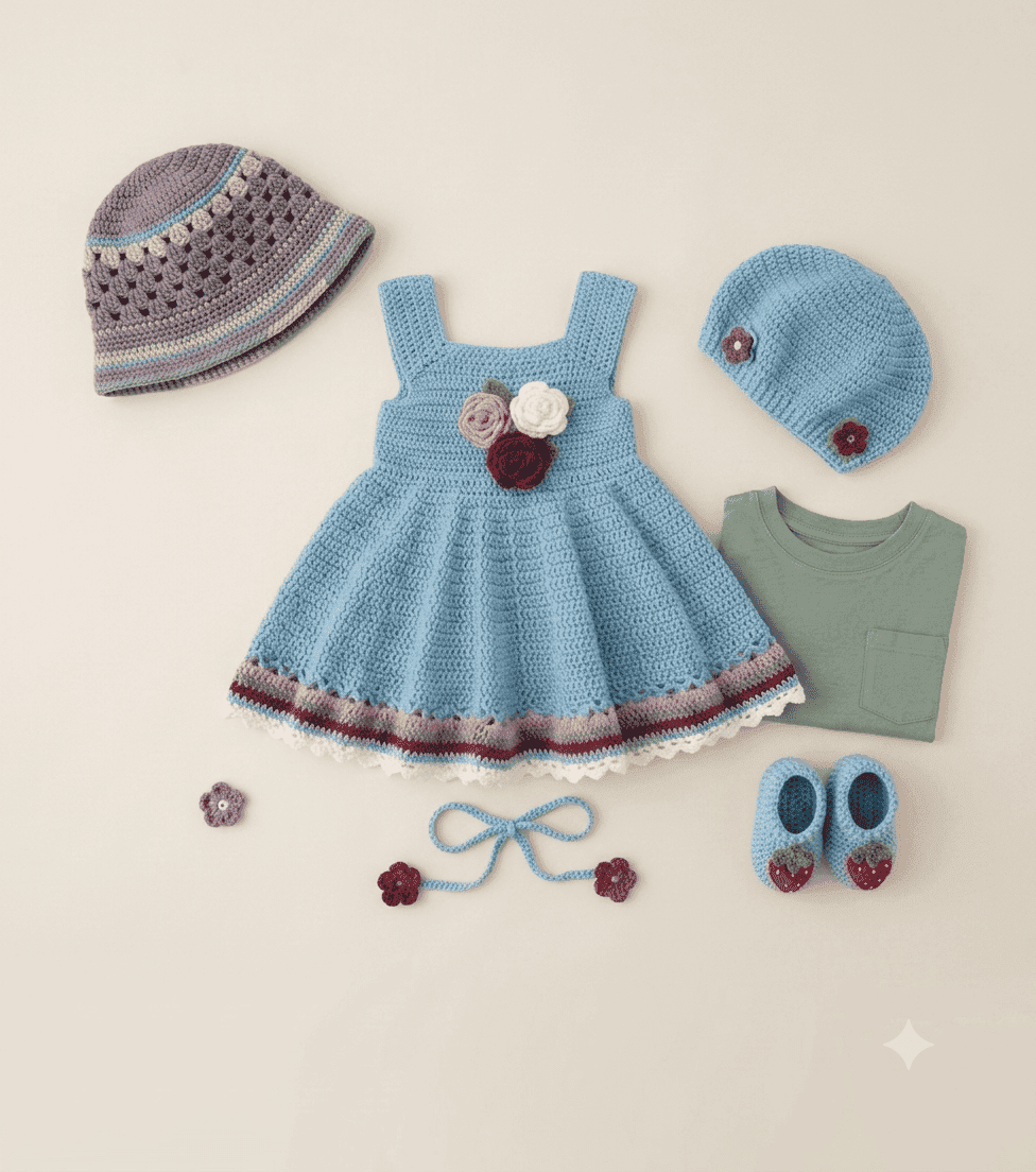 levender bloom dress or baby knit set - 1